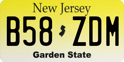 NJ license plate B58ZDM