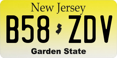 NJ license plate B58ZDV