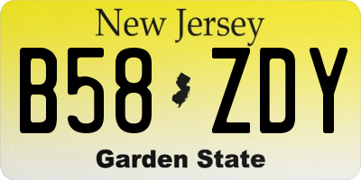 NJ license plate B58ZDY