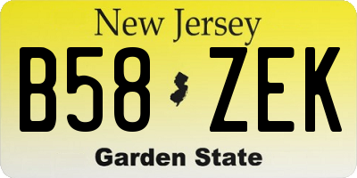 NJ license plate B58ZEK