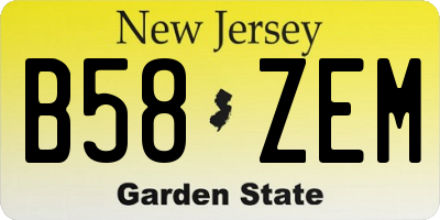 NJ license plate B58ZEM