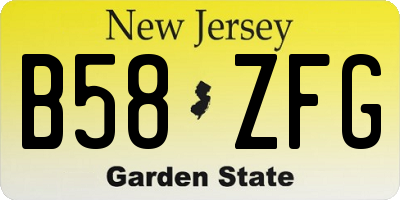 NJ license plate B58ZFG