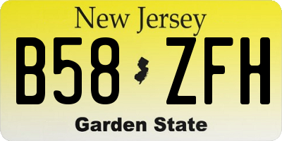 NJ license plate B58ZFH