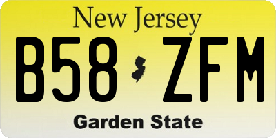 NJ license plate B58ZFM