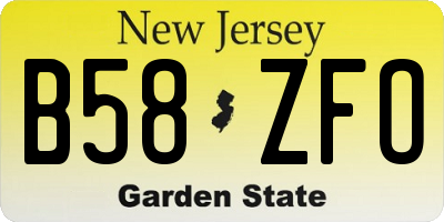 NJ license plate B58ZFO