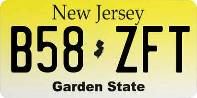 NJ license plate B58ZFT
