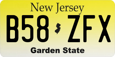 NJ license plate B58ZFX