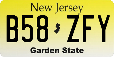 NJ license plate B58ZFY
