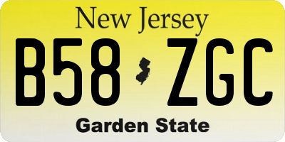 NJ license plate B58ZGC