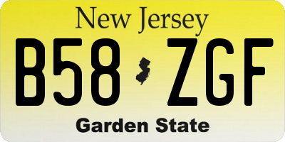 NJ license plate B58ZGF