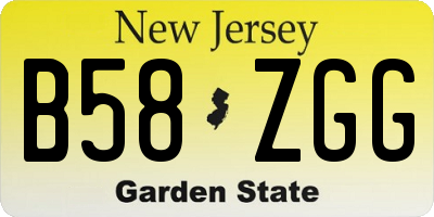 NJ license plate B58ZGG