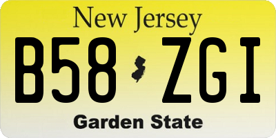 NJ license plate B58ZGI