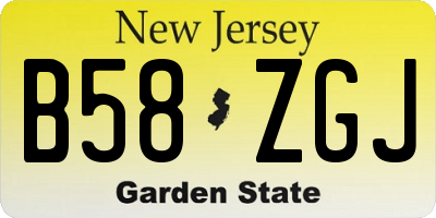 NJ license plate B58ZGJ
