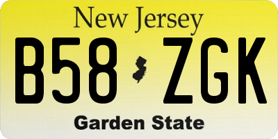 NJ license plate B58ZGK