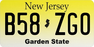 NJ license plate B58ZGO