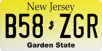 NJ license plate B58ZGR
