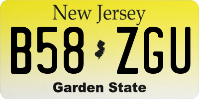 NJ license plate B58ZGU