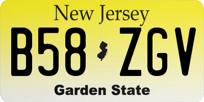 NJ license plate B58ZGV