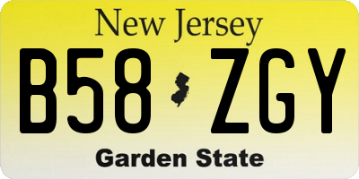 NJ license plate B58ZGY