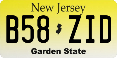 NJ license plate B58ZID