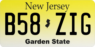NJ license plate B58ZIG