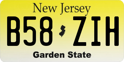 NJ license plate B58ZIH