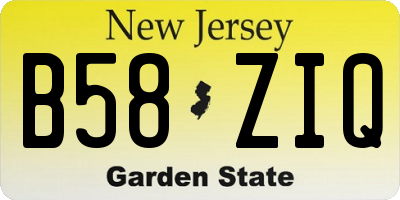 NJ license plate B58ZIQ
