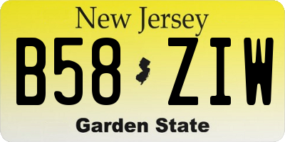 NJ license plate B58ZIW