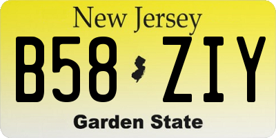 NJ license plate B58ZIY