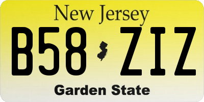 NJ license plate B58ZIZ