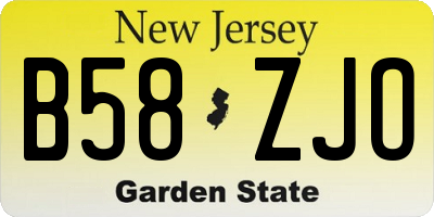 NJ license plate B58ZJO