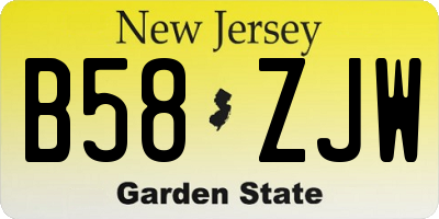 NJ license plate B58ZJW