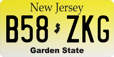 NJ license plate B58ZKG