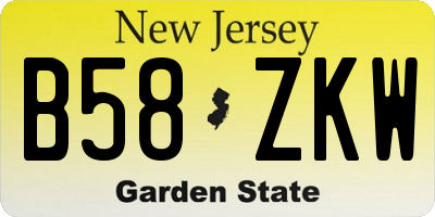 NJ license plate B58ZKW