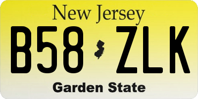 NJ license plate B58ZLK