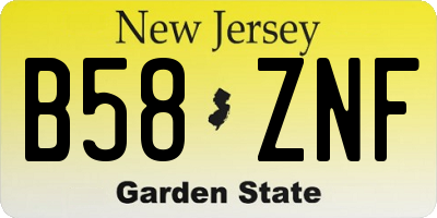 NJ license plate B58ZNF