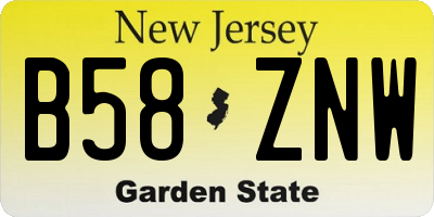 NJ license plate B58ZNW