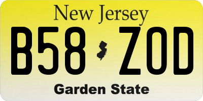NJ license plate B58ZOD