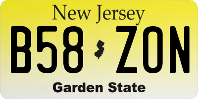NJ license plate B58ZON