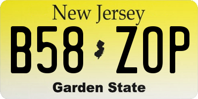 NJ license plate B58ZOP