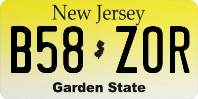 NJ license plate B58ZOR