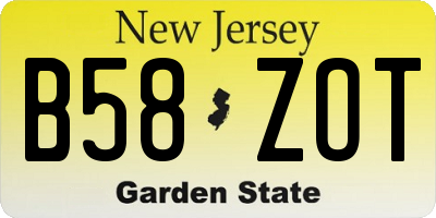 NJ license plate B58ZOT