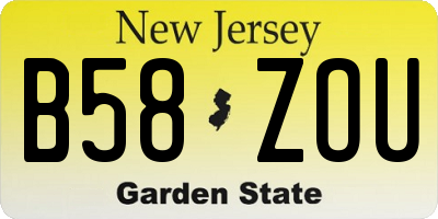 NJ license plate B58ZOU