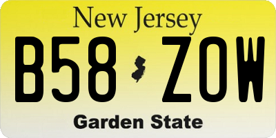 NJ license plate B58ZOW