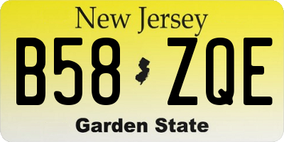 NJ license plate B58ZQE