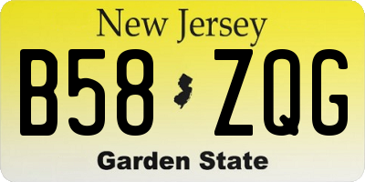NJ license plate B58ZQG