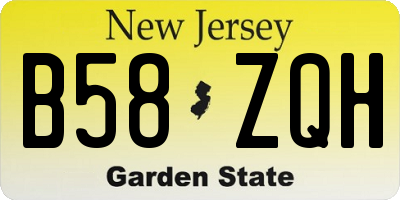 NJ license plate B58ZQH