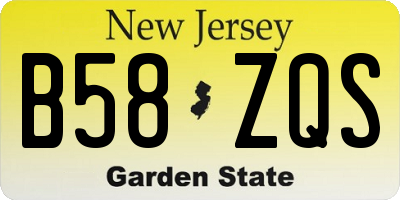 NJ license plate B58ZQS