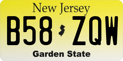 NJ license plate B58ZQW