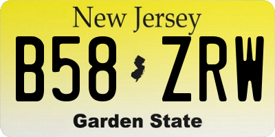 NJ license plate B58ZRW